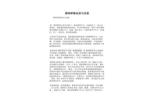 研修总结与反思