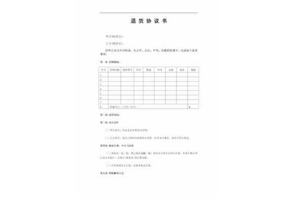 退货协议模板