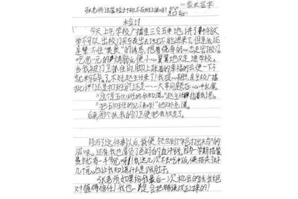 没写作业检讨书