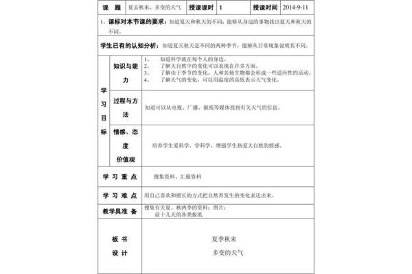多变的天气教案