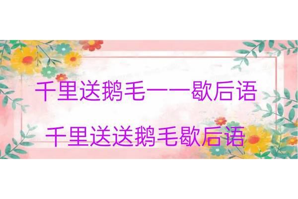 千里送鹅毛歇后语