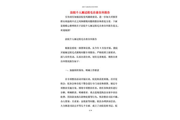 自查自纠个人报告