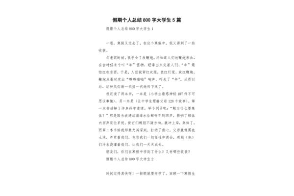 假期总结800字