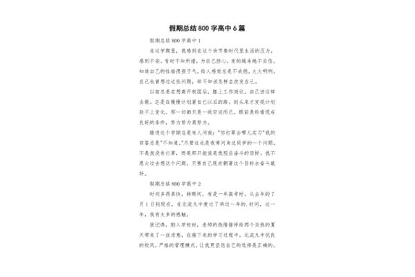 假期总结800字