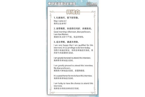面试开场白怎么说