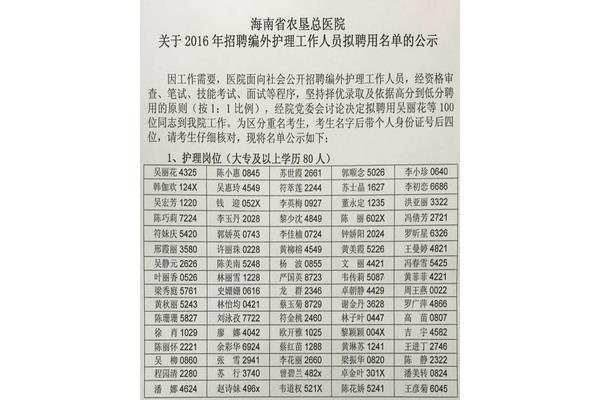 海南医院招聘