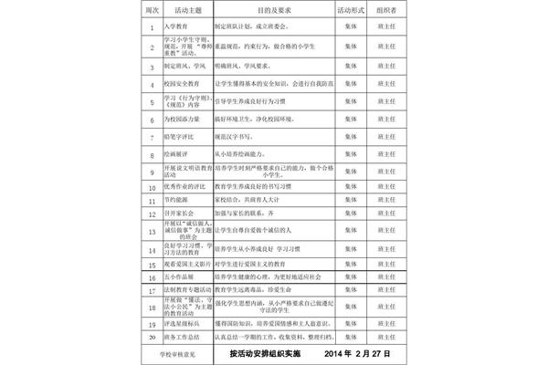 小学班务工作计划