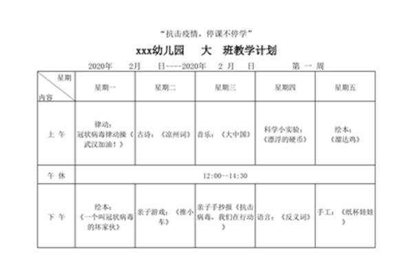 大班教学计划