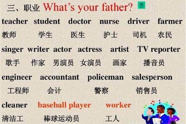 职业的单词