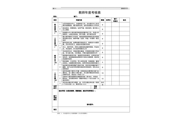 教师考核表