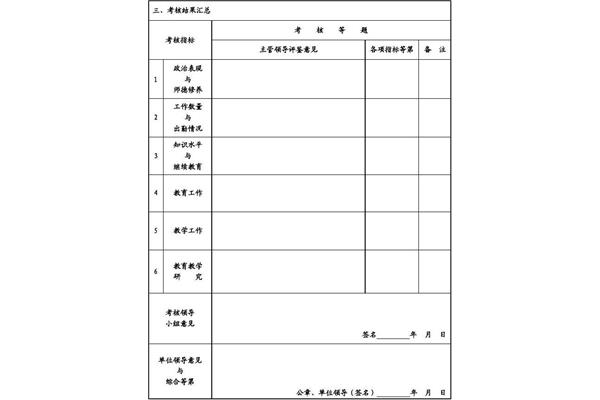 教师考核表