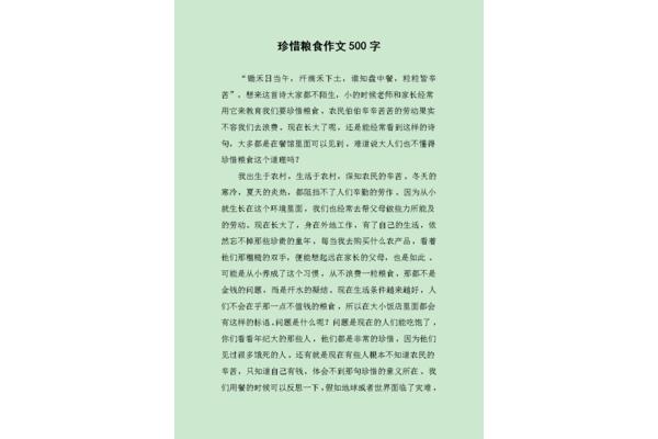 珍惜粮食的作文