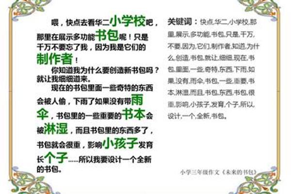 多功能书包作文