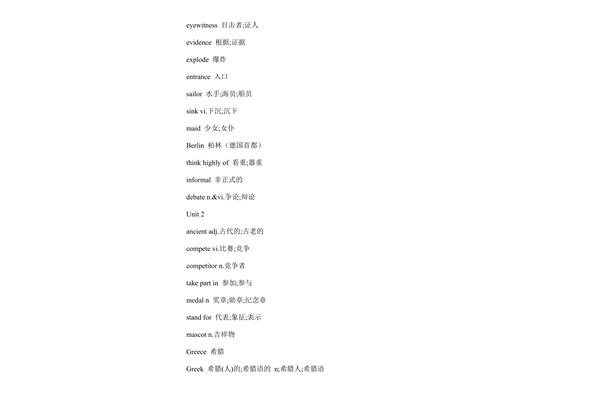 英语必修四单词表