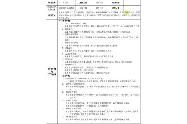 销售部部门职责
