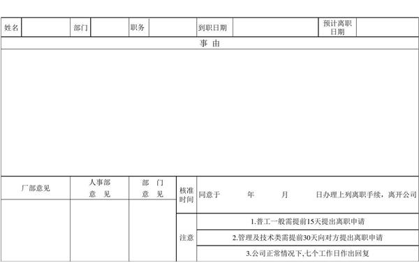 离职书怎么写
