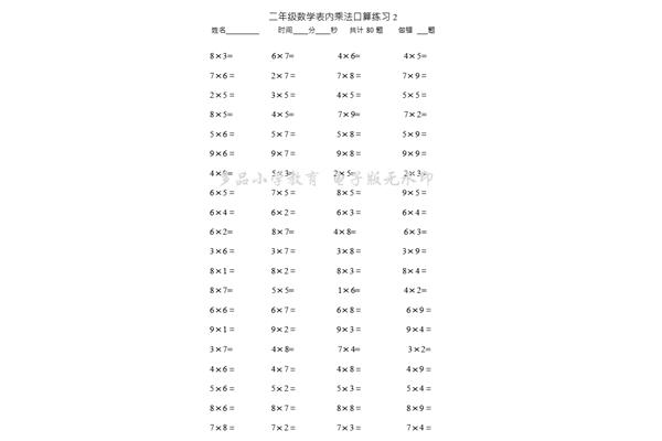 乘法口算100题