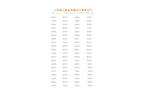 乘法口算100题