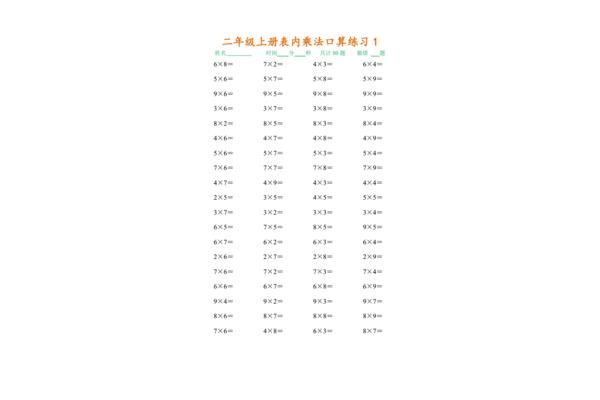 乘法口算100题