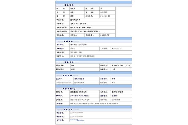 个人简历模板范文