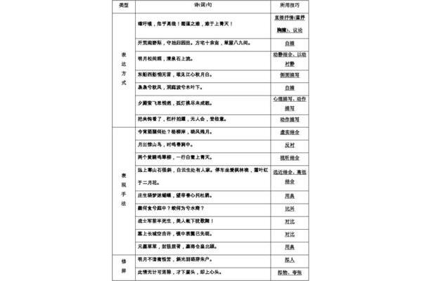 诗歌表达技巧