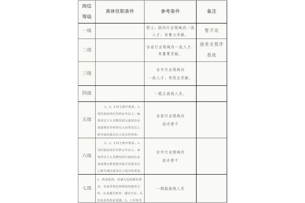 专业技术岗位等级