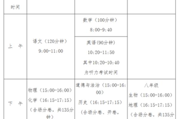海南中考时间