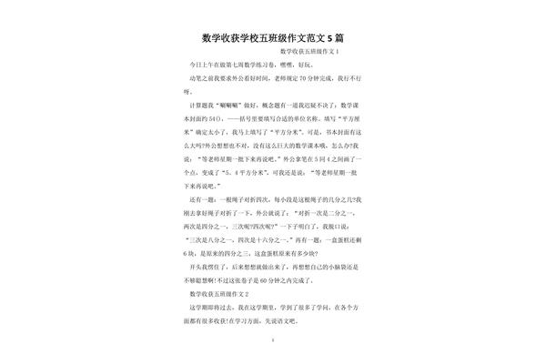 五年级数学作文