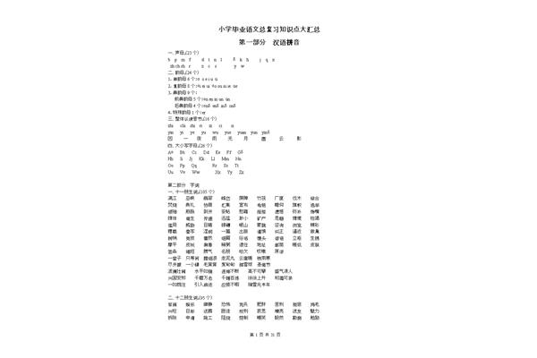 小学毕业总复习