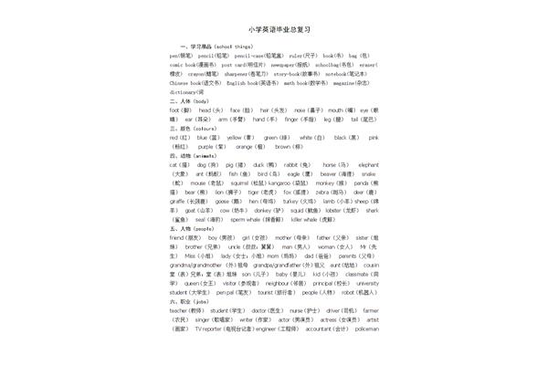 小学毕业总复习