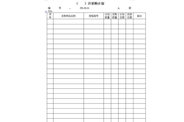 采购计划表格模板