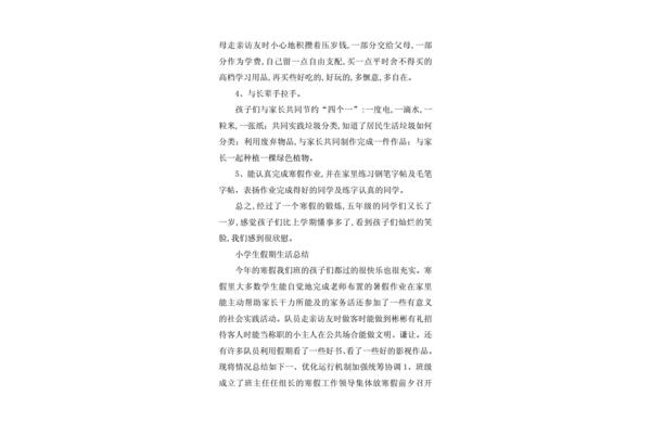 小学寒假总结