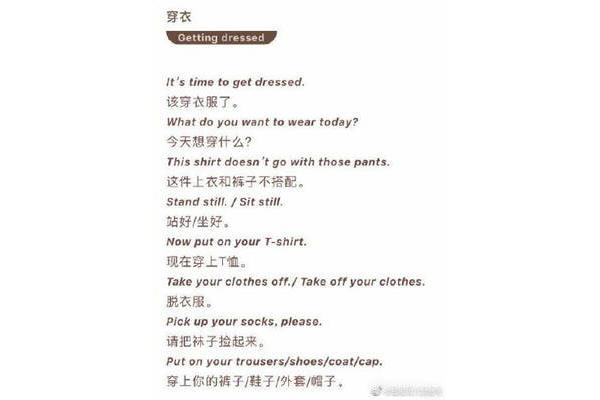 穿衣的英文
