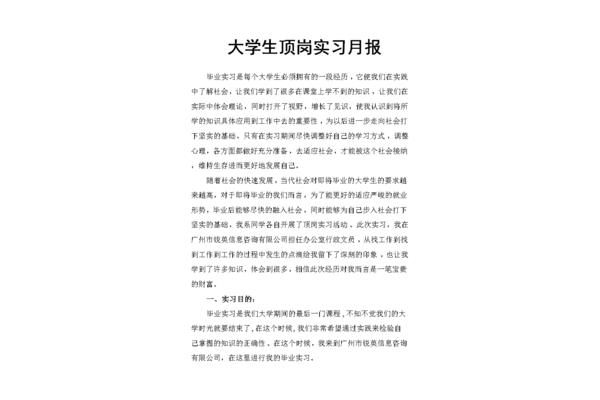 实习月报通用