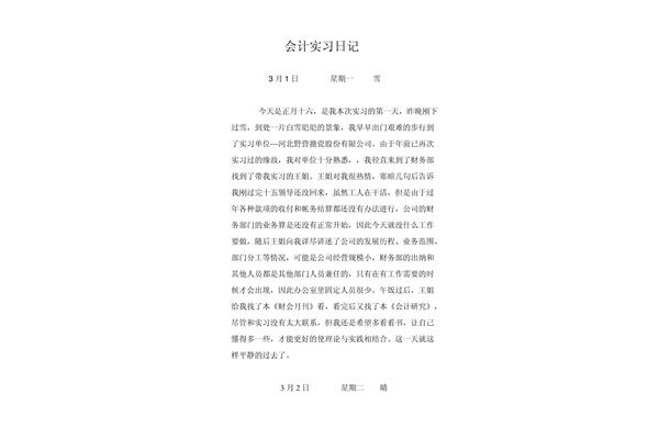 会计专业实习日记