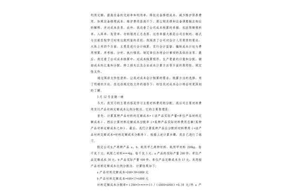会计专业实习日记