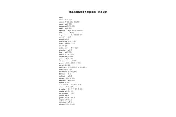 九上英语书单词表