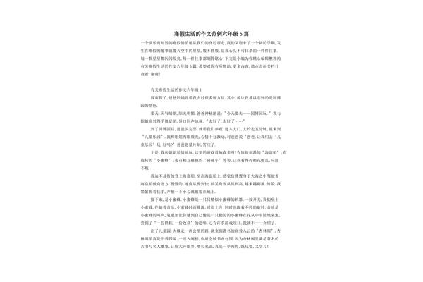 快乐的寒假作文