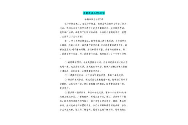 半期总结500字