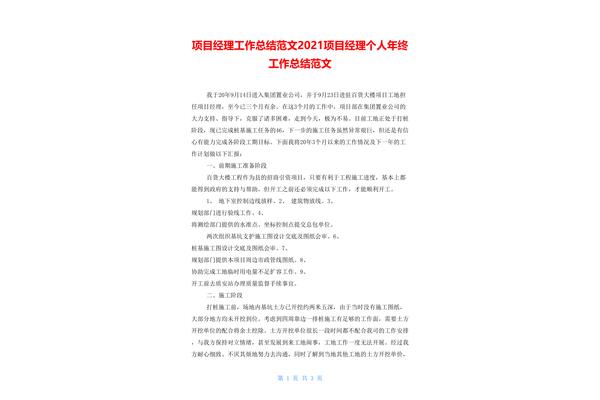 项目经理年终总结