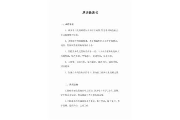 承诺践诺书
