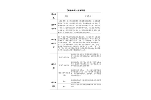 青春舞曲教案
