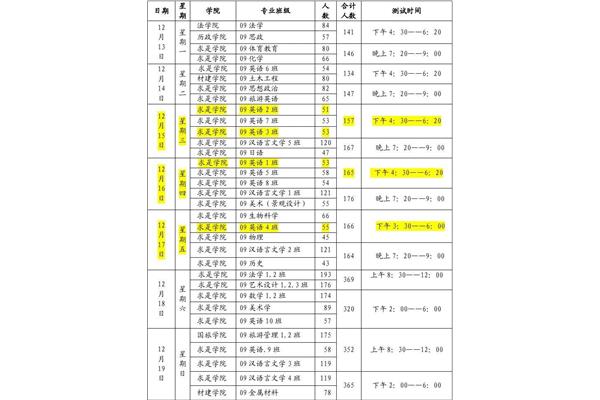 学生日程表
