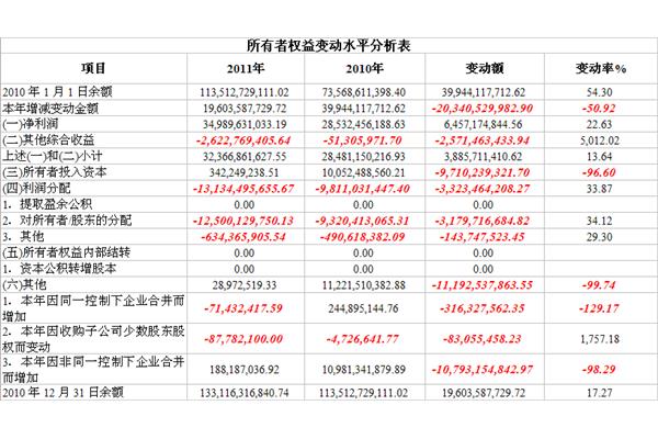 所有者权益变动