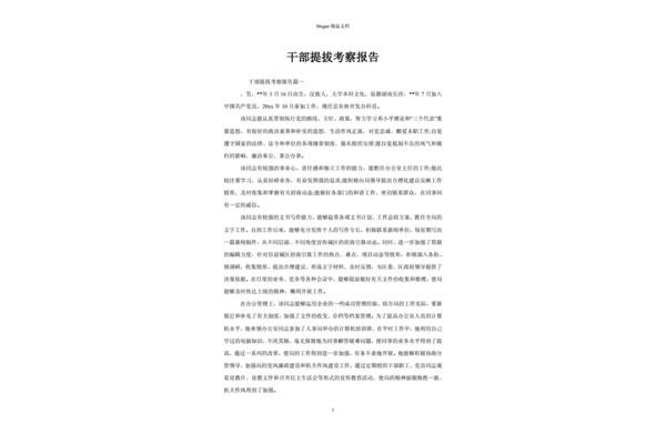 干部考察报告