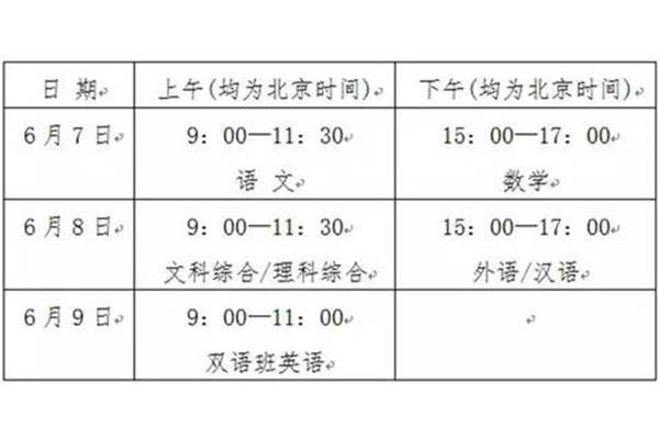 新疆高考时间