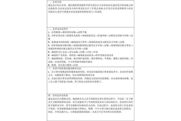 会计实训内容