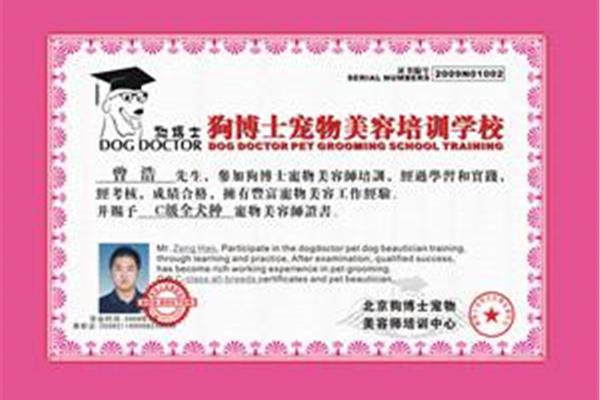 宠物美容师证书