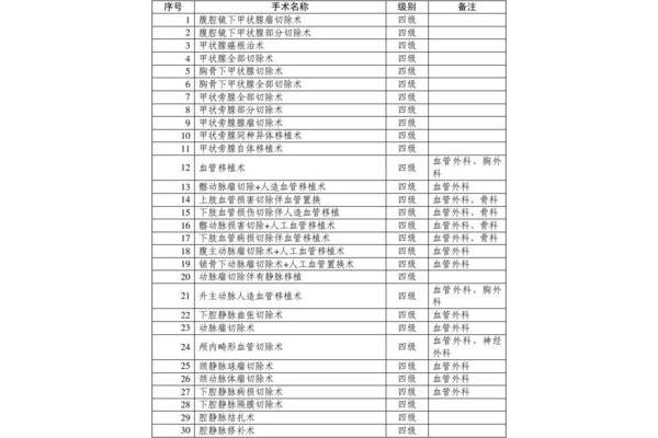 手术级别分类标准