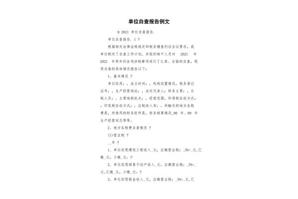 自查报告范文